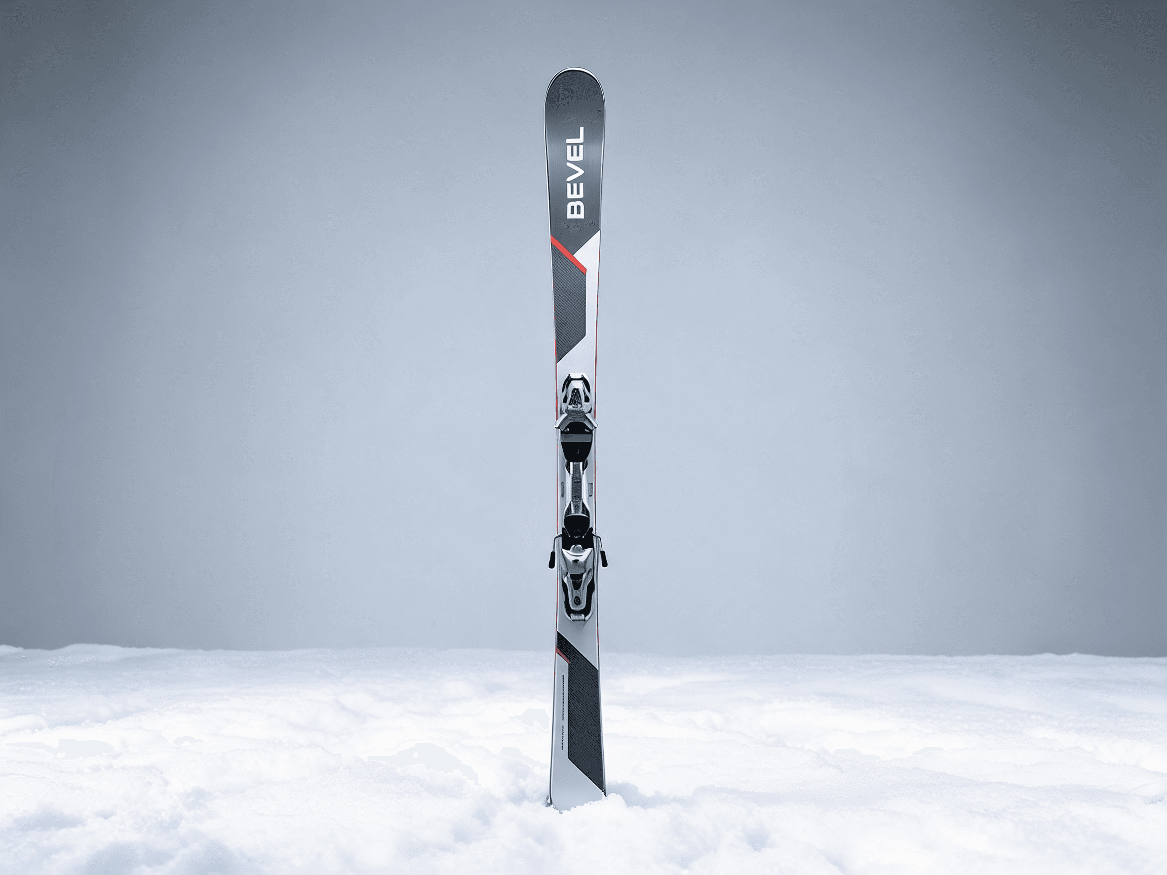 Bevel ski edge detail in snow