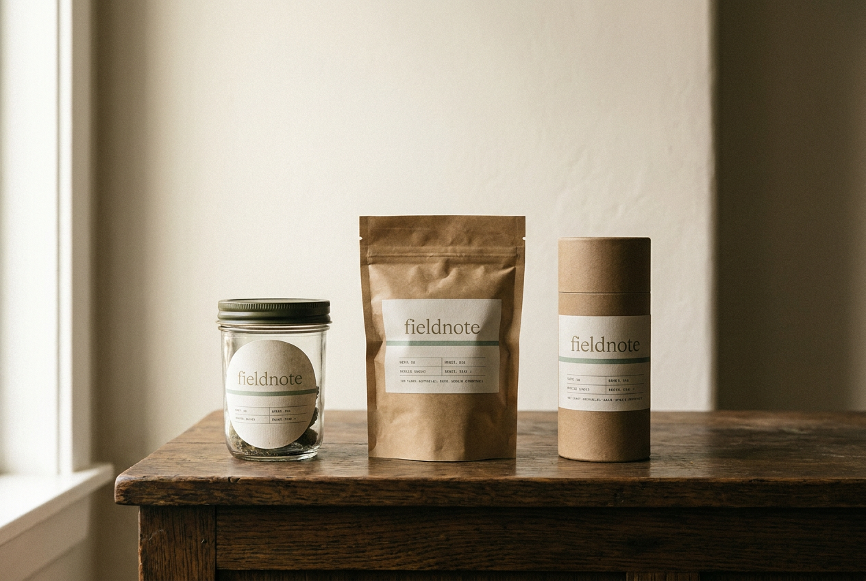 Fieldnote still life with seasonal packaging