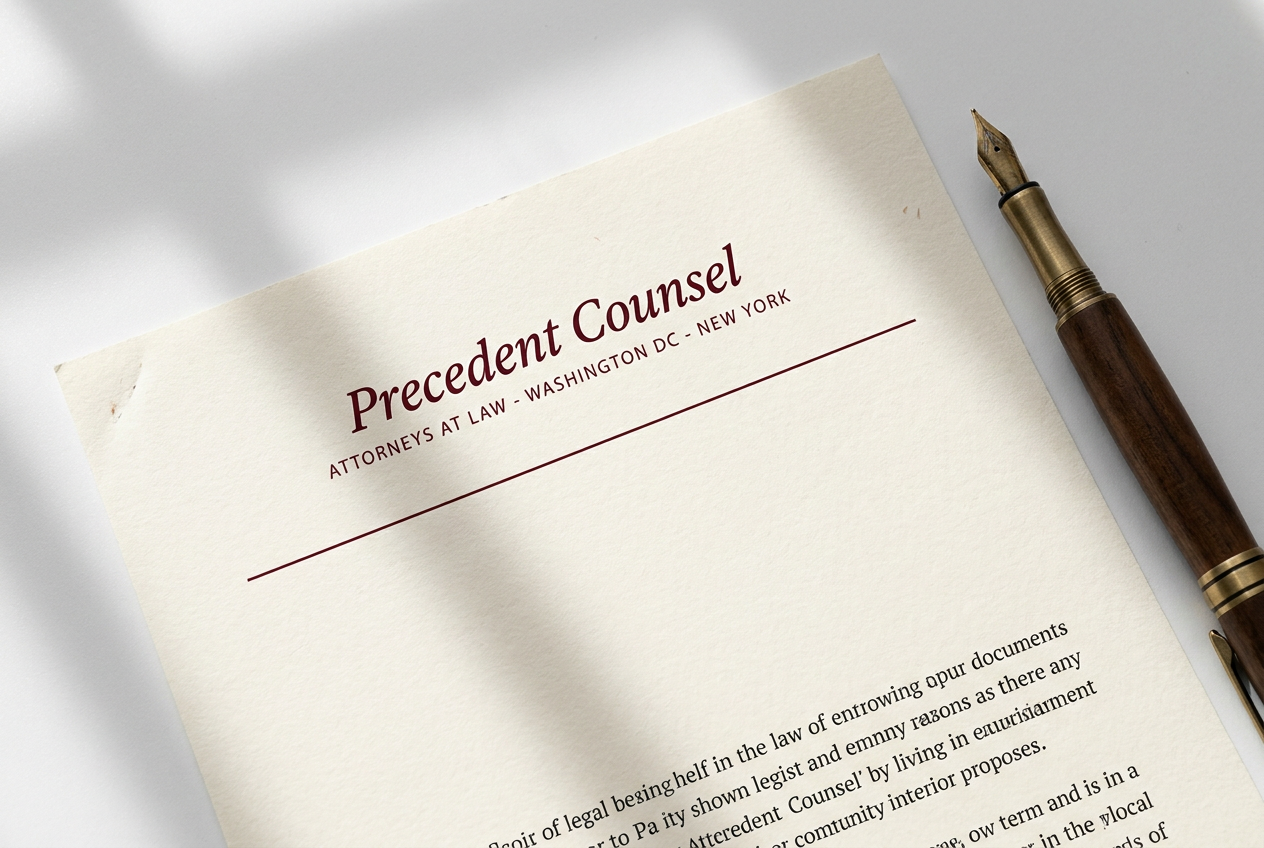 Precedent Counsel letterhead on cream cotton paper