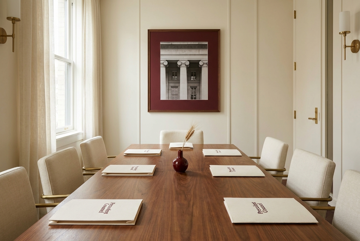 Conference room with walnut table