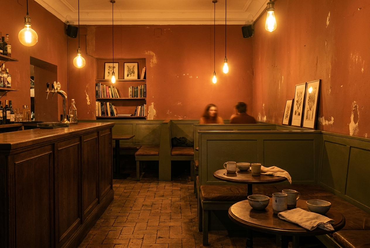 The Sobremesa Barcelona club lounge interior at evening