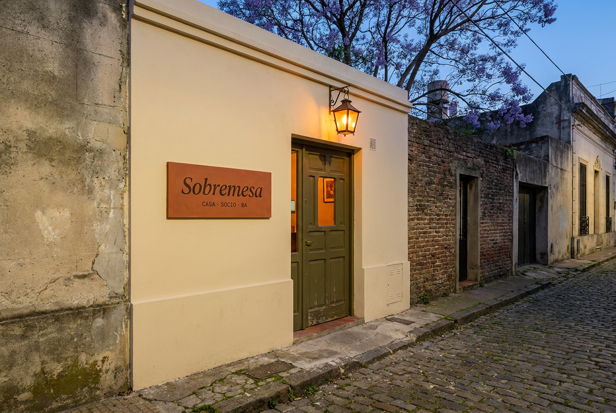 Sobremesa Buenos Aires entrance in Palermo Soho at evening