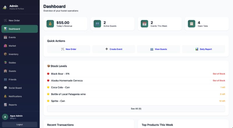 Hostel Admin App - Alaska Patagonia
